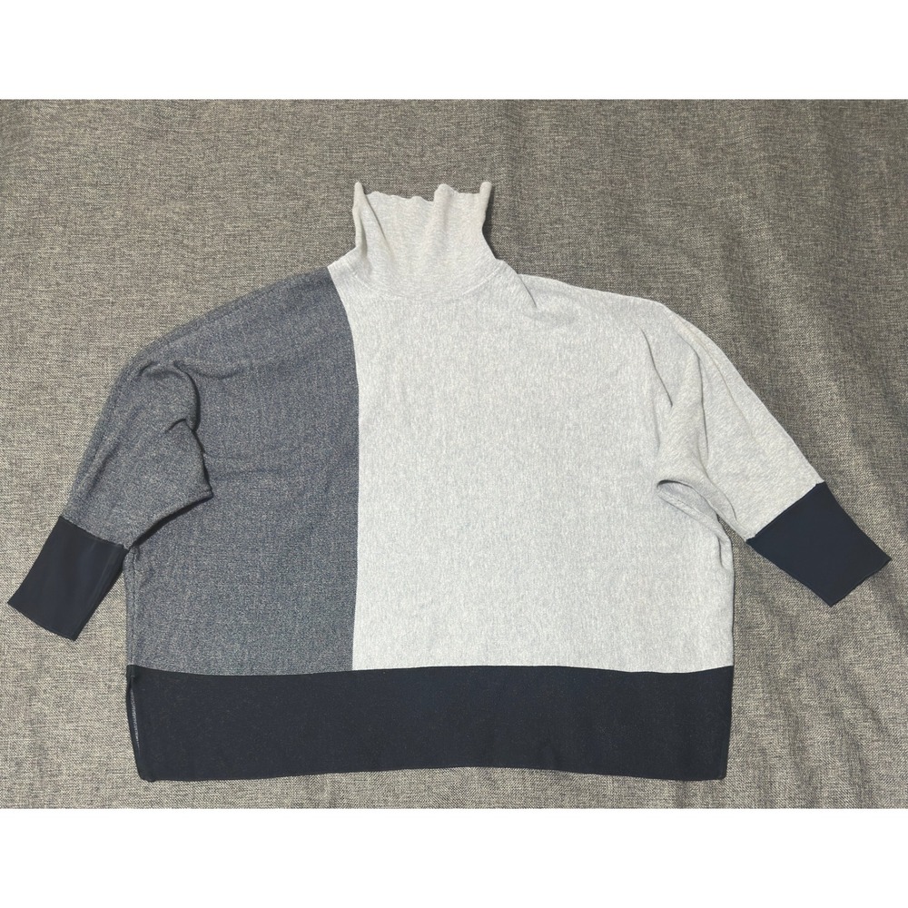 Alfani Womens XXL Turtleneck Sweater Colorblock Gray Black Knit